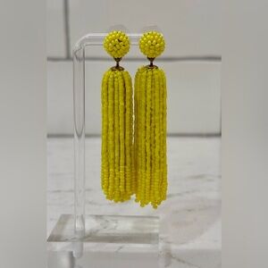 J.Crew Yellow Beaded Tassel Earrings 🌼 Bold Statement Dangle